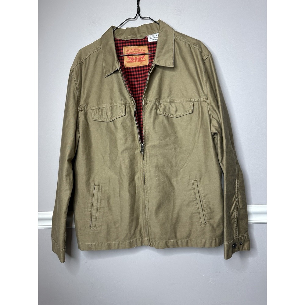 Levis Men's Zip Closure Checker Lining Cotton Jacket Riveted Sz Large Workwear